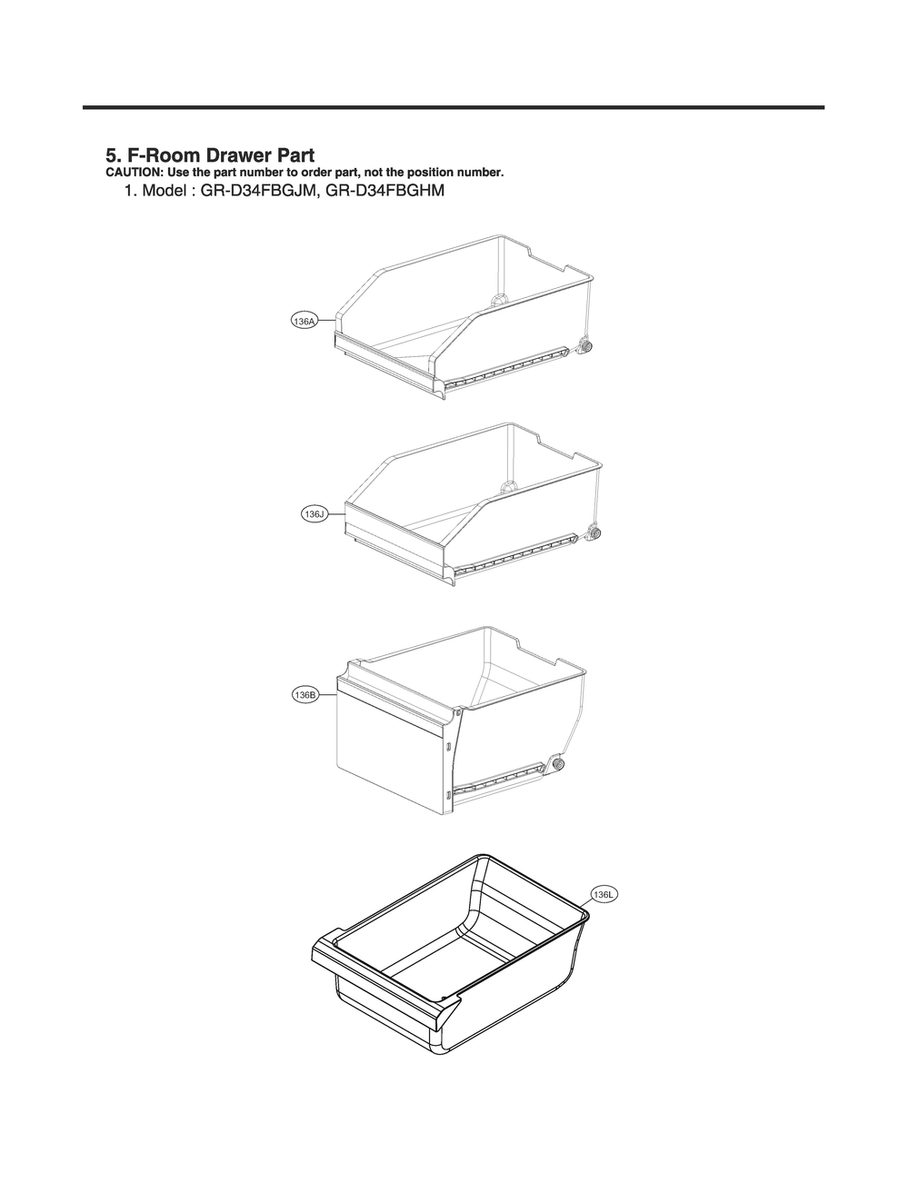 F-Room Drawer Part Diagram and Parts List for GR-D34FBGJM ALBCNA0 LG Refrigerator