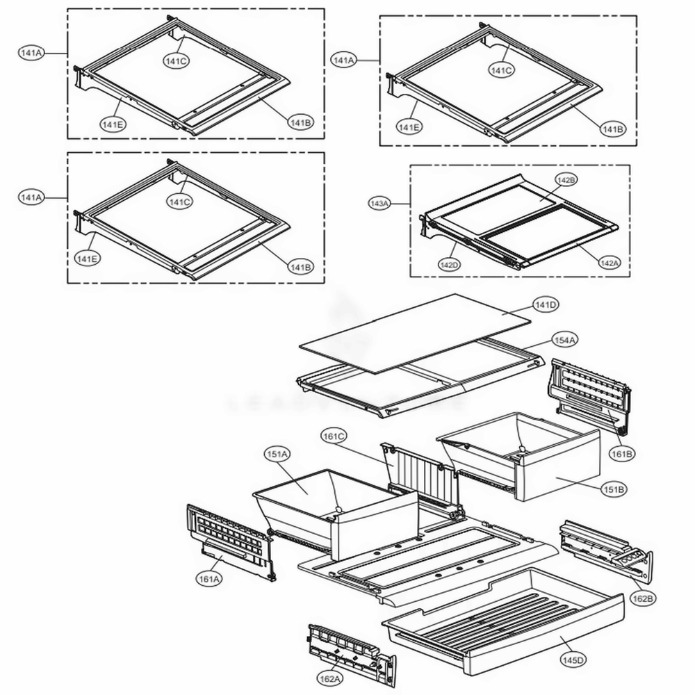Refrigerator Parts Diagram and Parts List for 73059 AWBCSE1 LG Refrigerator