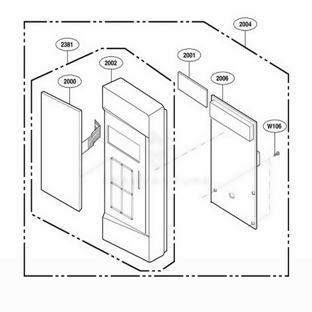 Control Panel Parts Diagram and Parts List for 66464 CBSESEA LG Range