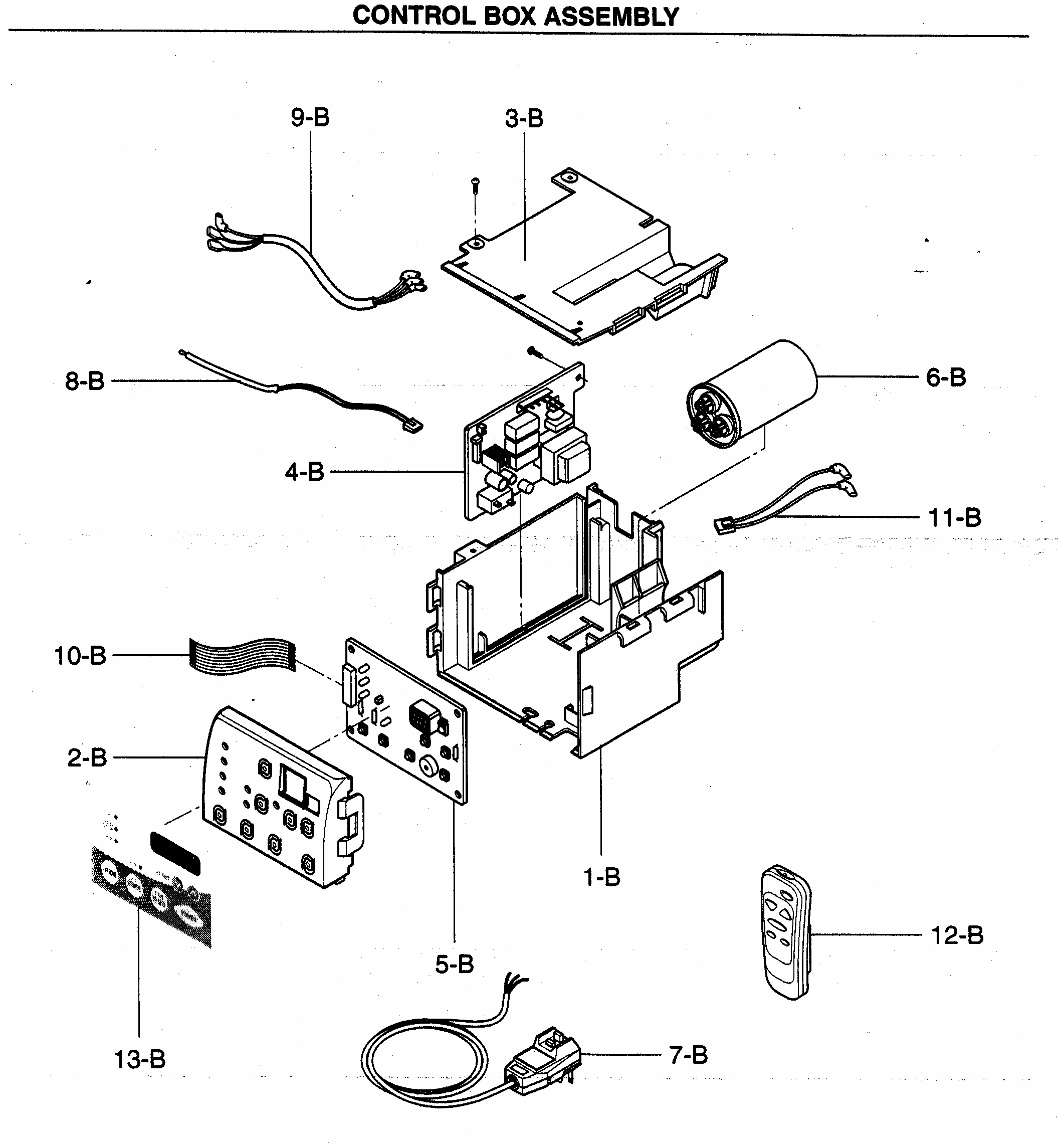 Control Box Assy Diagram and Parts List for 58075251500  Kenmore Air Conditioner