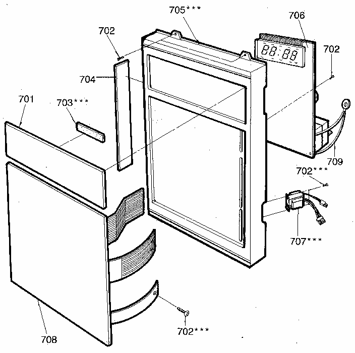 Control Panel Diagram and Parts List for 7218915080  Kenmore Microwave