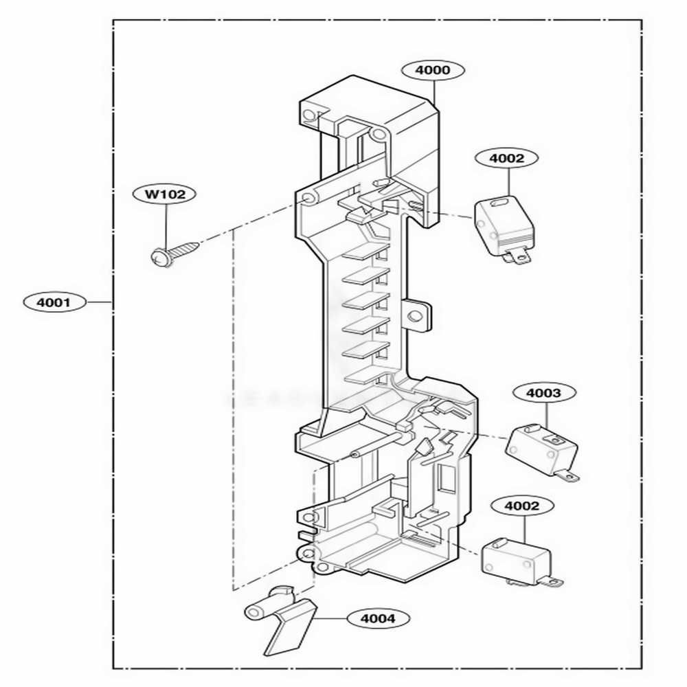 Latch Board Parts Diagram and Parts List for 80804 AB6ESEA LG Microwave