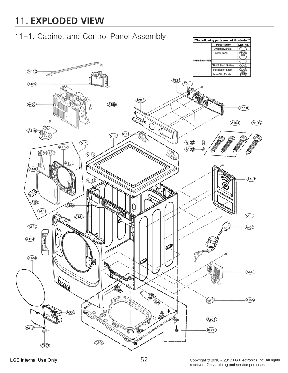 Cabinet And Control Panel Assembly Diagram and Parts List for FH387CDYK7 ASSEEUS LG Washer