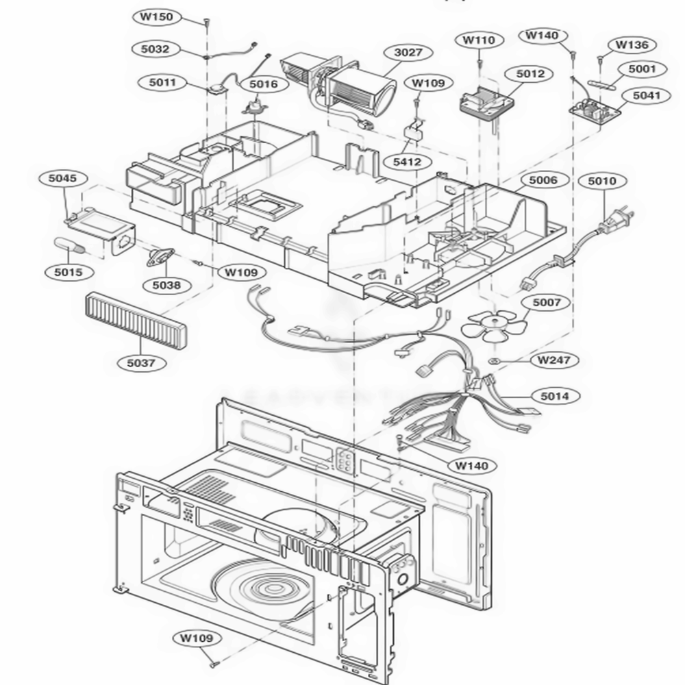 Interior Parts 2 Diagram and Parts List for LMV2053ST ASBELGA LG Microwave