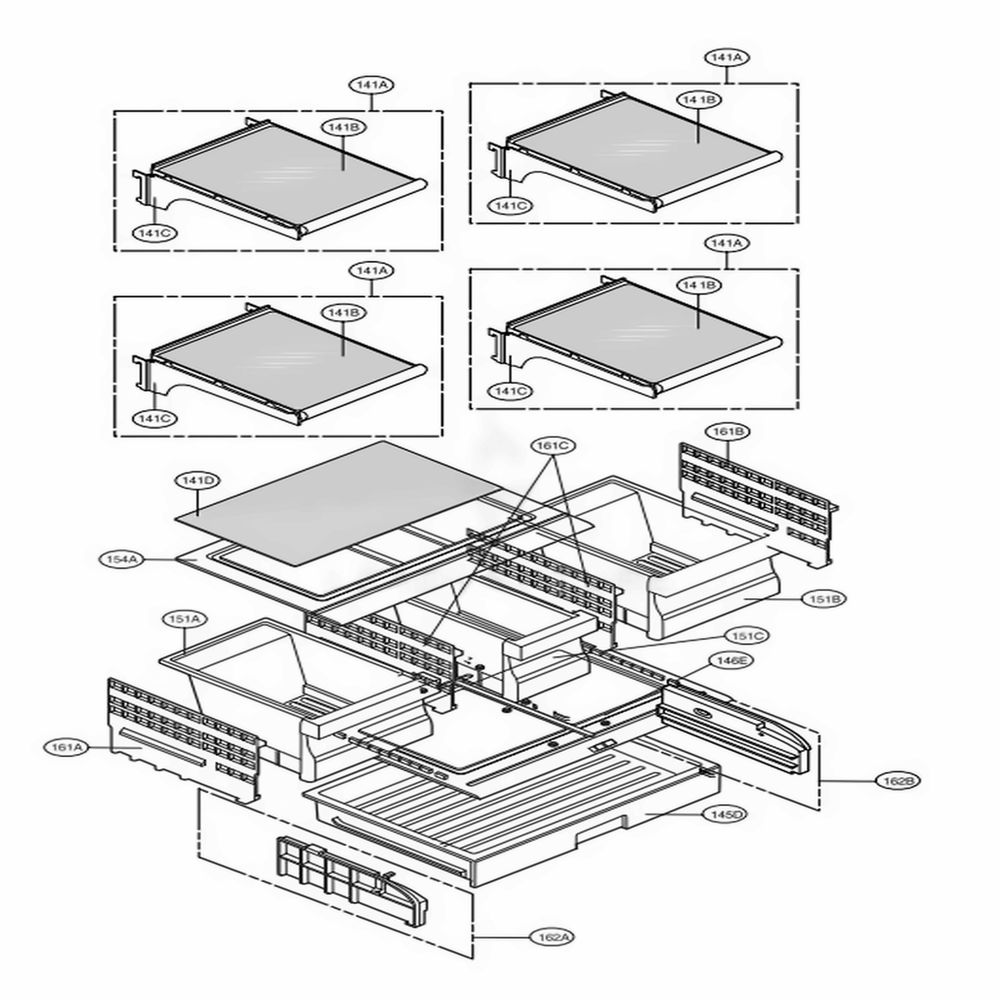 Refrigerator Parts Diagram and Parts List for LFC25776ST ASTCNA7 LG Refrigerator