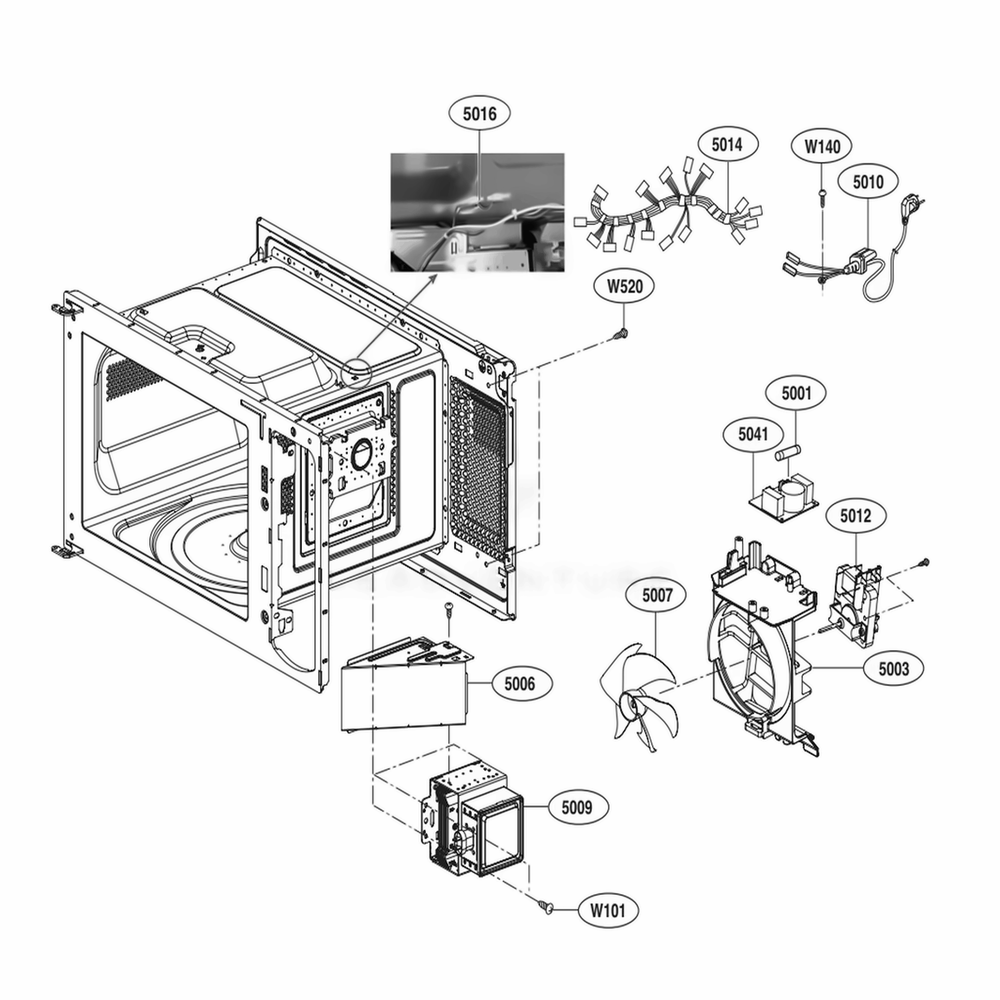 Interior Parts Diagram and Parts List for LMC1275SB CBKELGA LG Range