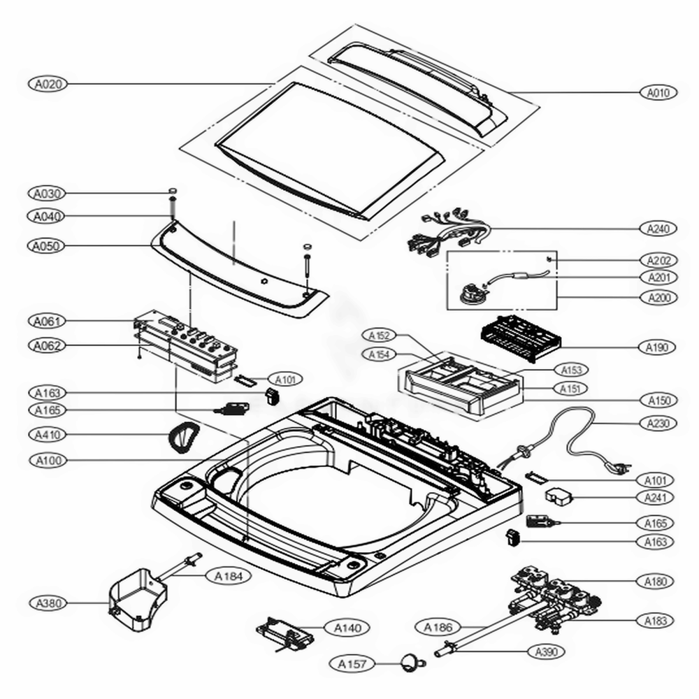 Main Diagram and Parts List for 048231013635 ASSEEUS LG Washer Dryer Combo