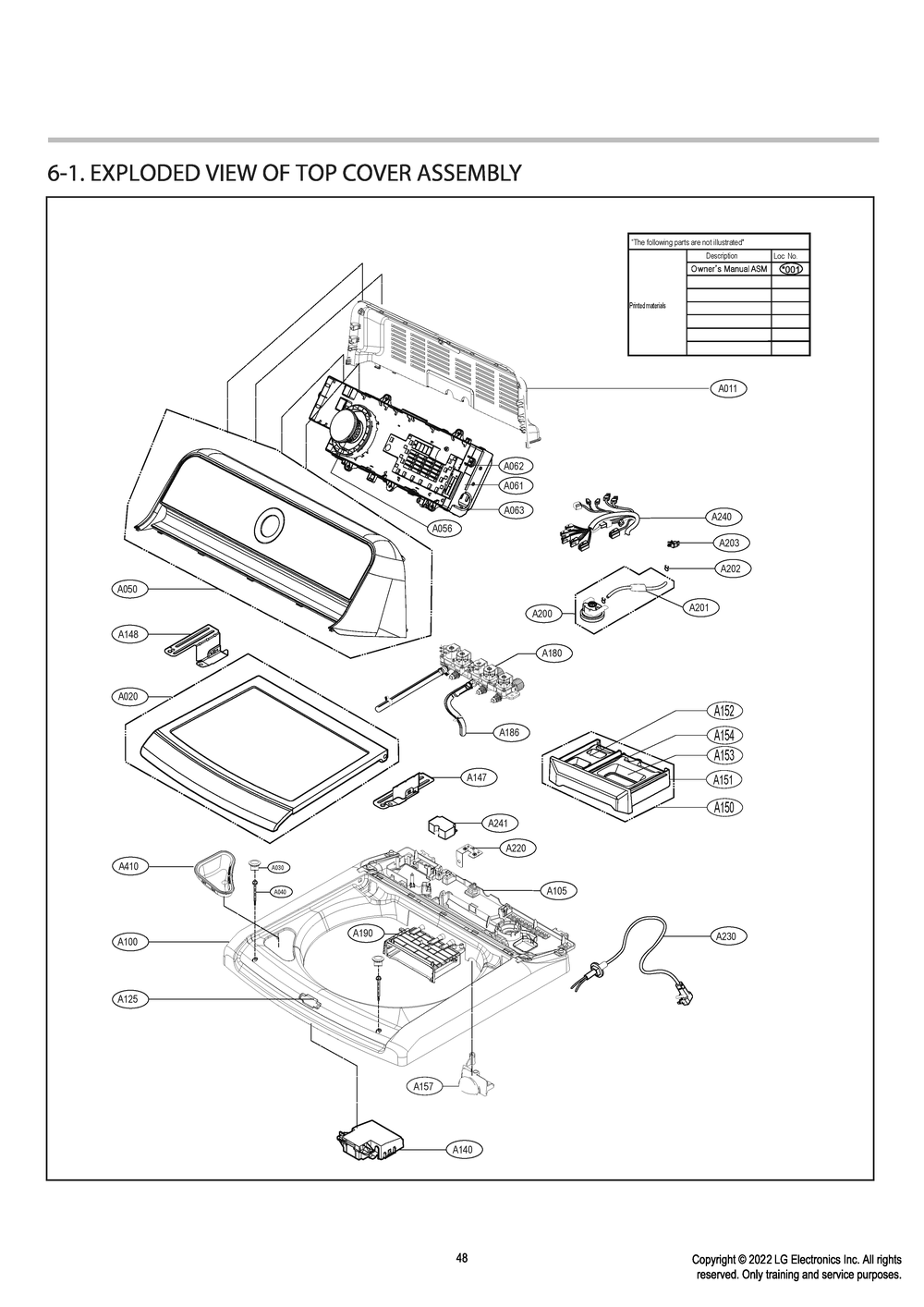 Top Cover Assembly Diagram and Parts List for T1799SEHB2 ABMETUS LG Washer