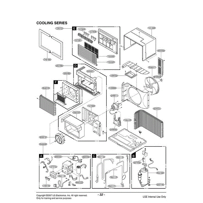 Section Diagram and Parts List for LT1010C AWYBUS4 LG Air Conditioner