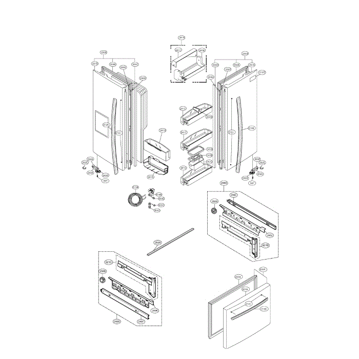 Doors Diagram and Parts List for LFX23961ST 00 LG Refrigerator
