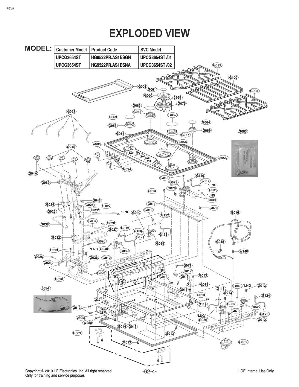 Diagram 1 Diagram and Parts List for UPCG3654ST AS1ESNA LG Range