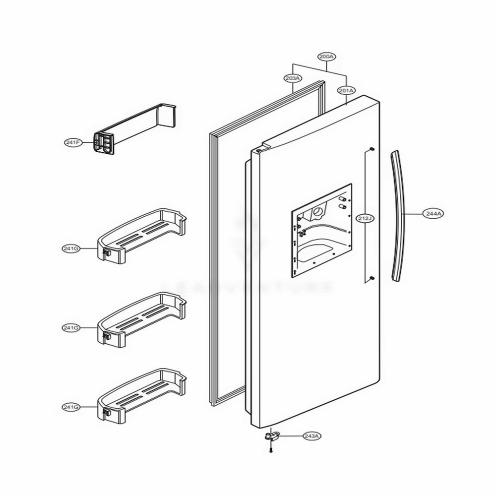 Freezer Door Diagram and Parts List for LSC27921ST AST2LGA LG Refrigerator