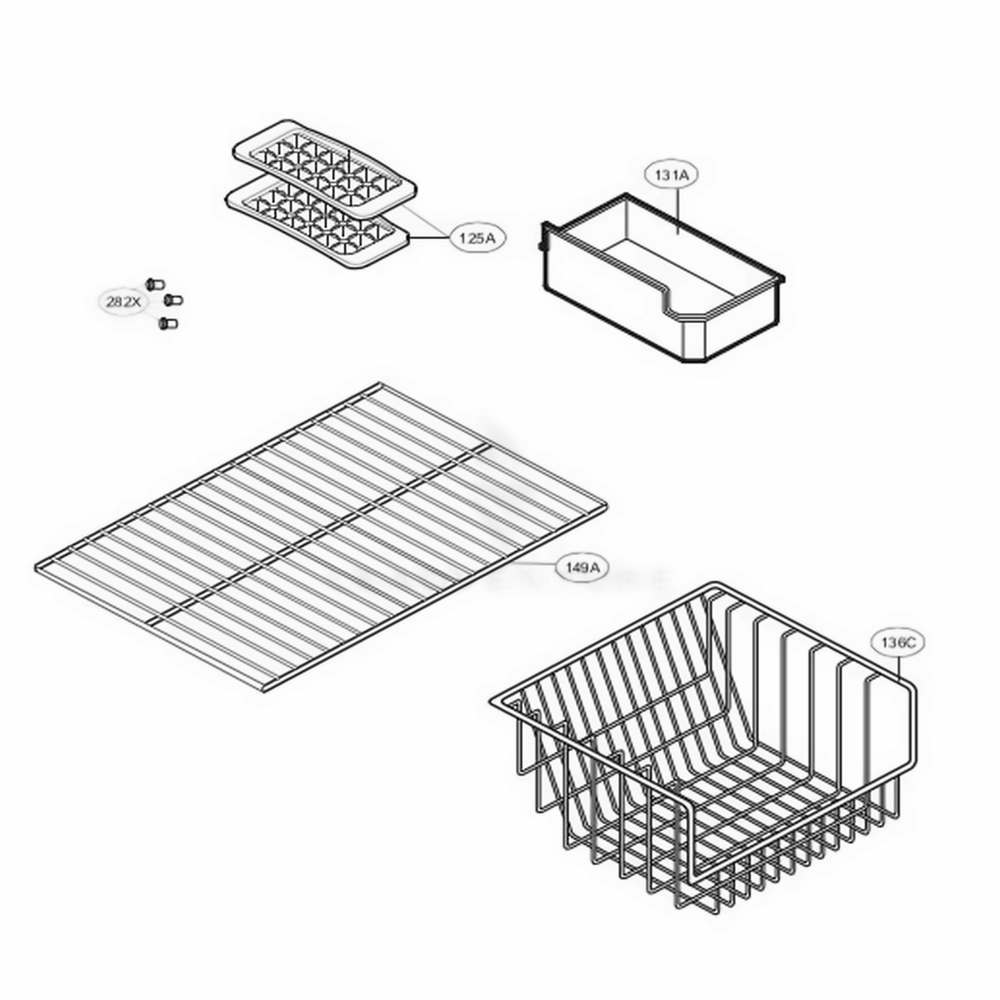 Freezer Parts Diagram and Parts List for 65019 AWBCSEF LG Refrigerator