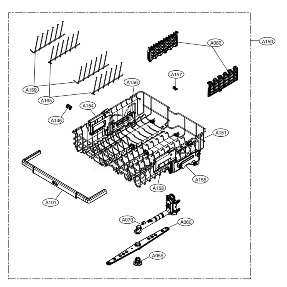 Upper Rack Assembly Diagram and Parts List for LDT6809BD ABDESNA LG Dishwasher