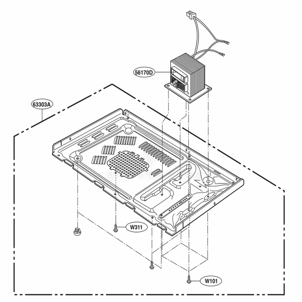 Base Plate Parts Diagram and Parts List for MS2042DB CBKQLAL LG Wall Oven