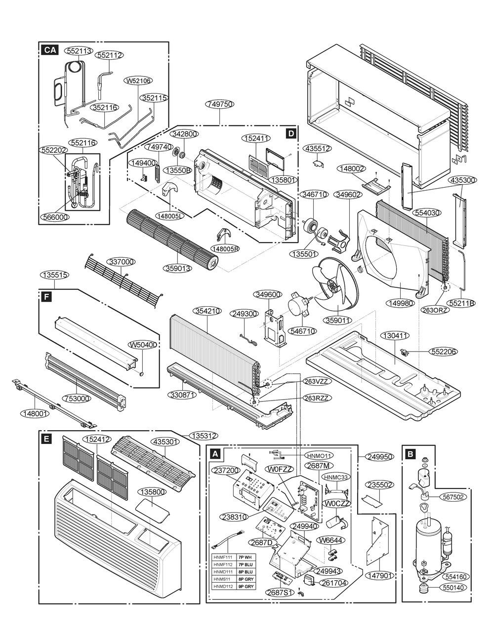 Air Conditioner Diagram and Parts List for UYH093ALEU1 ASBBEUS LG Air Conditioner