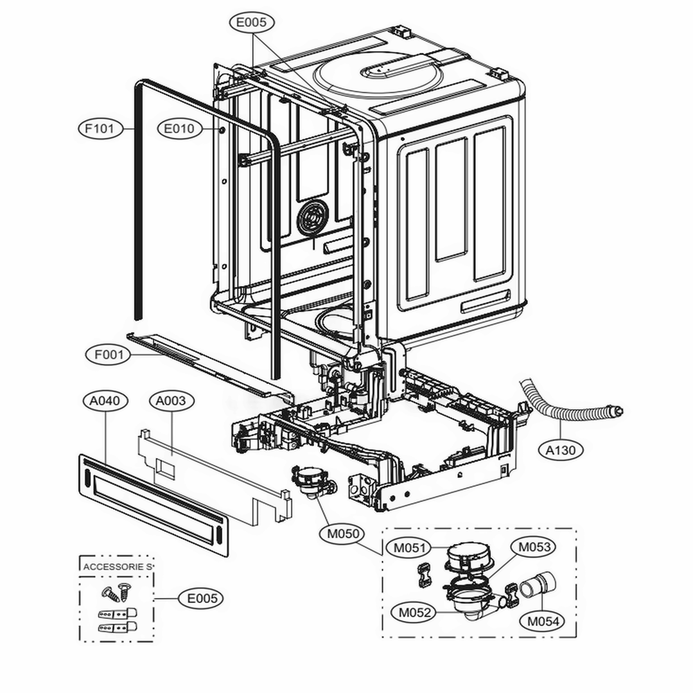Main Diagram and Parts List for 14693 ASTESEU LG Dishwasher