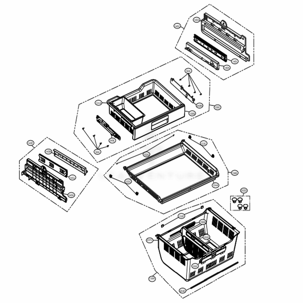 Freezer Parts Diagram and Parts List for 74113 ASTCSE0 LG Refrigerator