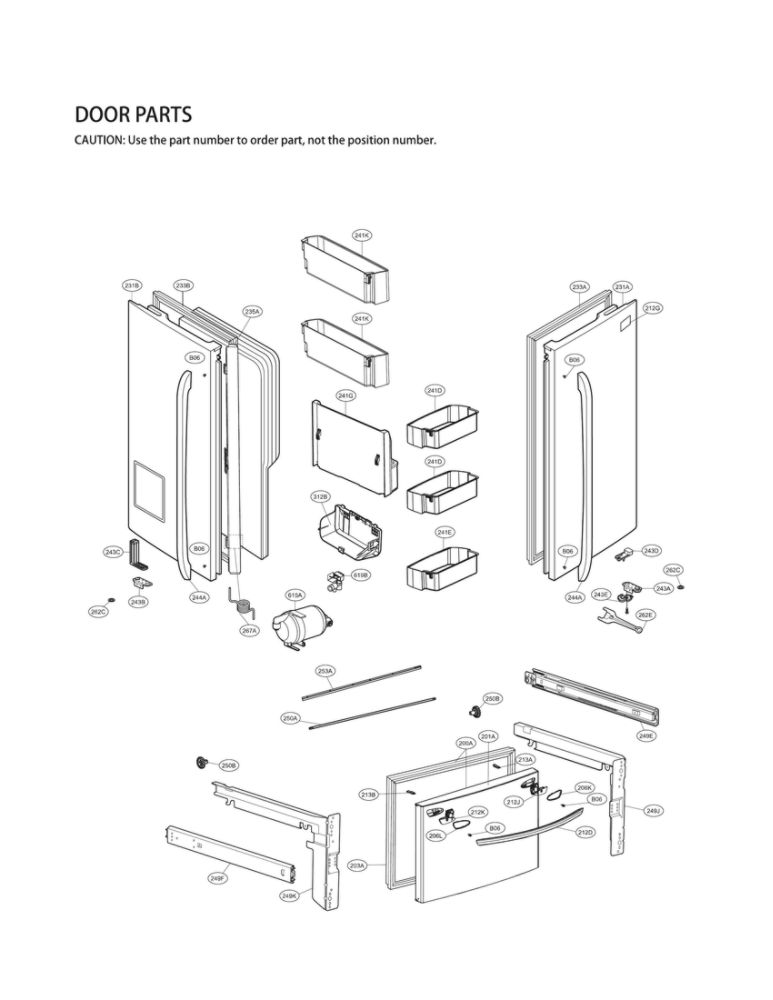 Door Parts Diagram and Parts List for LFX28968SB 03 LG Refrigerator