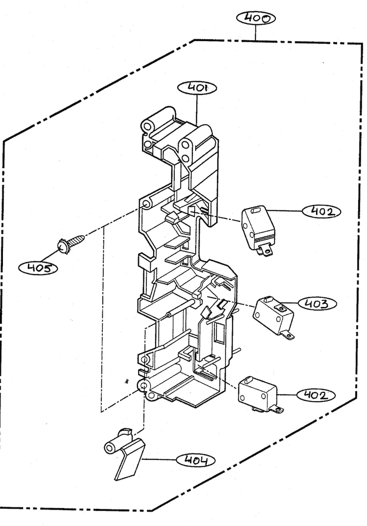 Latch Board Parts Diagram and Parts List for MV-1320B  LG Microwave