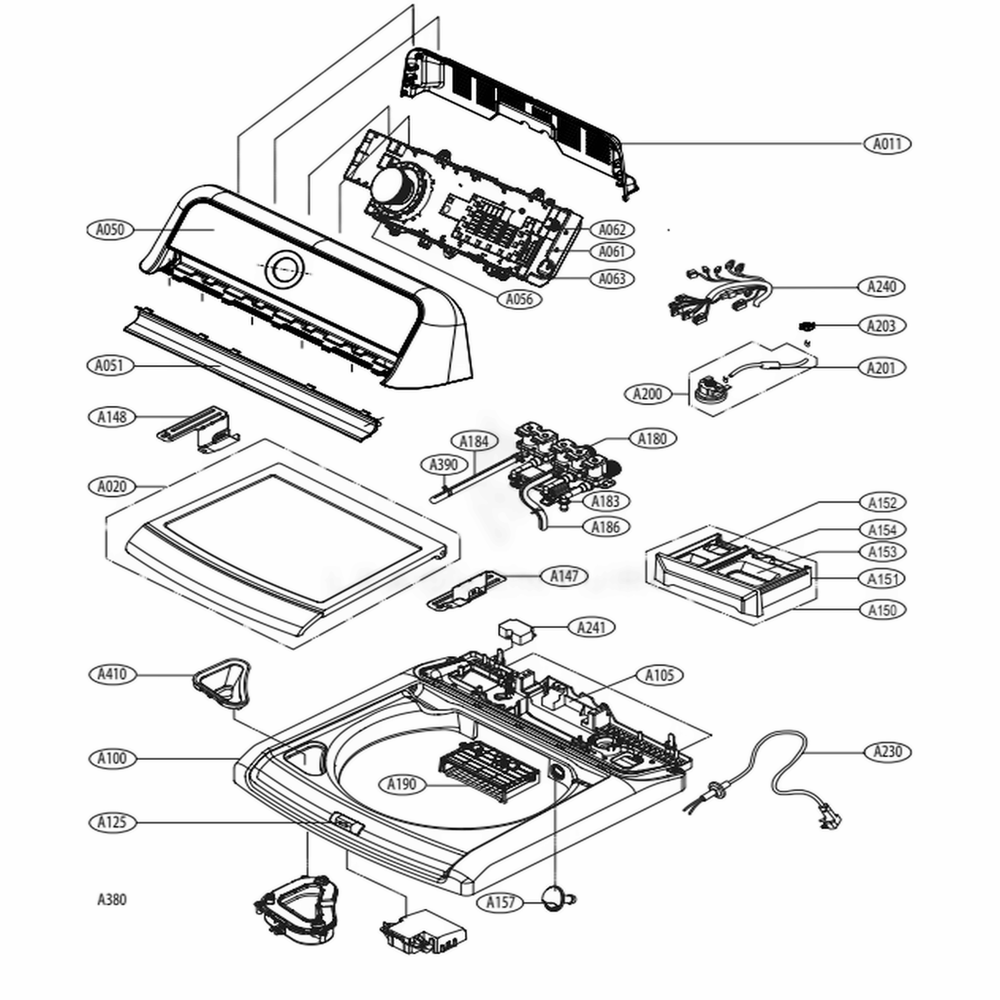 Cover Assembly Diagram and Parts List for WT7600HWA ABWEPUS LG Washer