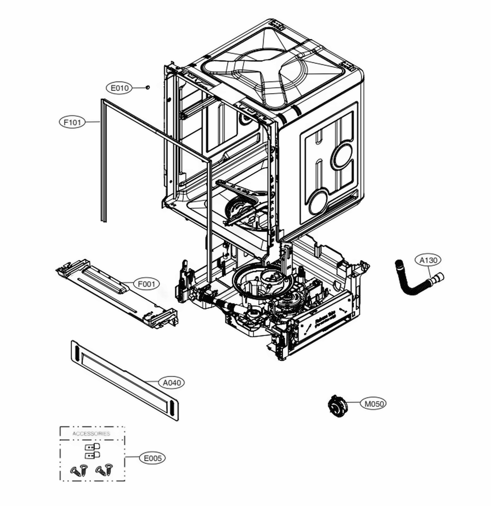 Main Diagram and Parts List for LDT5678ST ASTEEUS LG Dishwasher