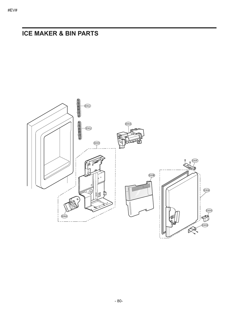 Ice Maker And Bin Parts Diagram and Parts List for GM-L268NQJP ASWCNA1 LG Refrigerator