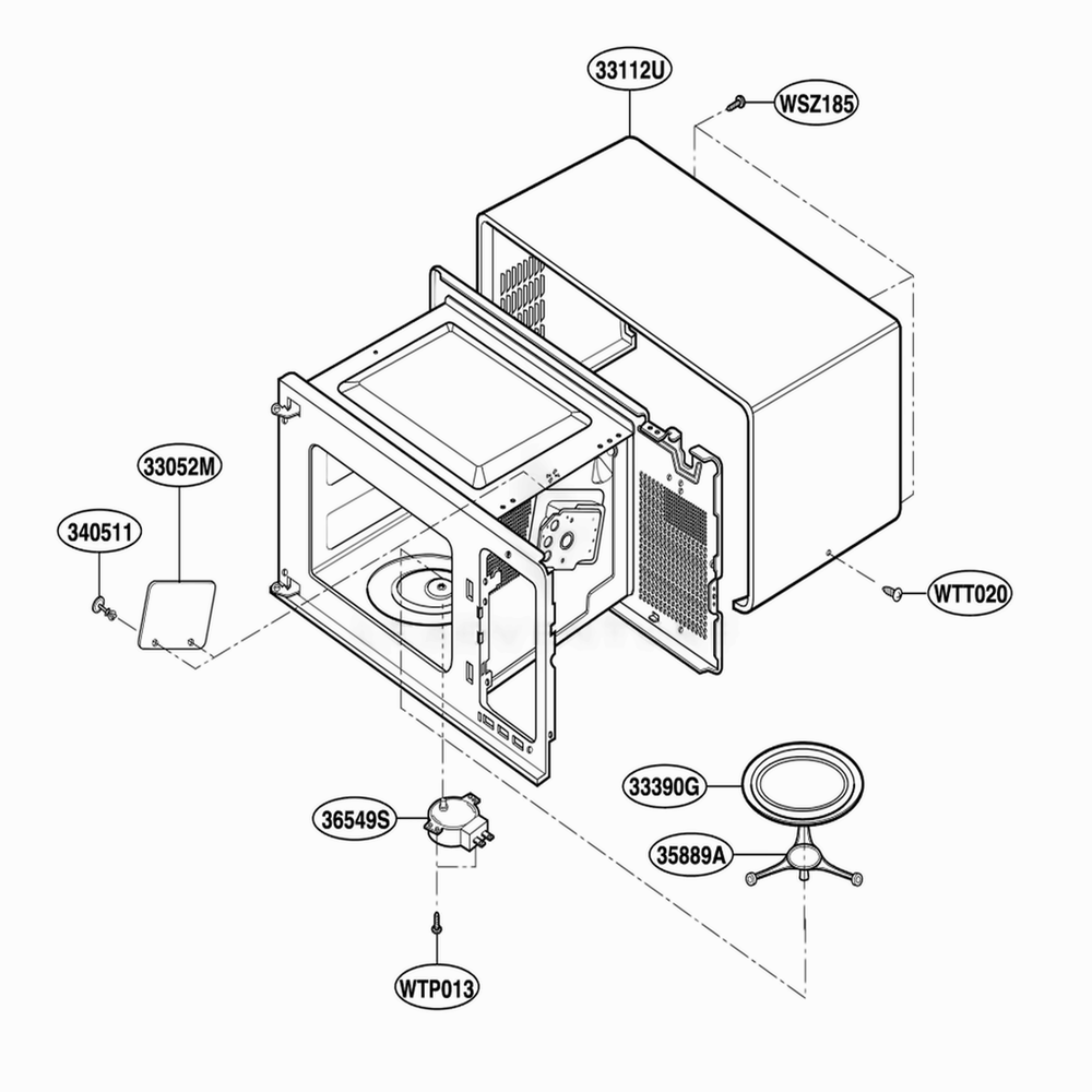 Oven Cavity Parts Diagram and Parts List for MA1117W M1EGSE LG Range