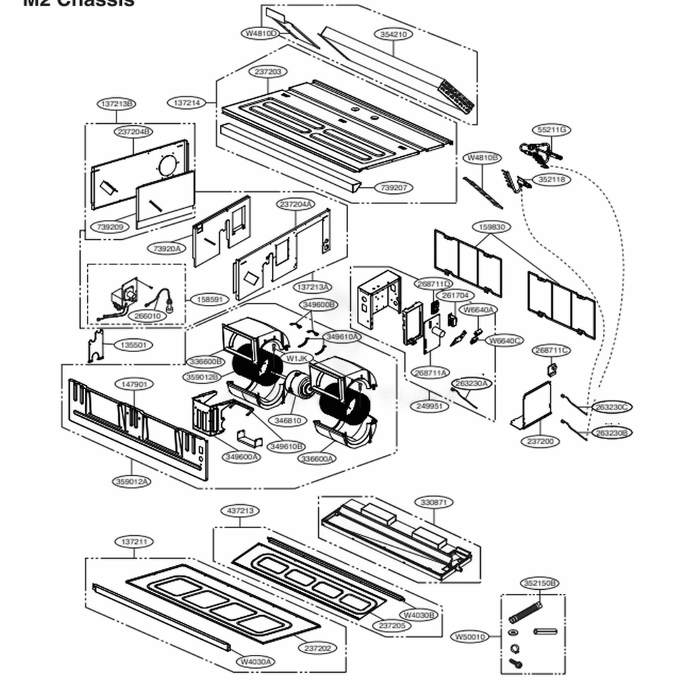 M2 Chassis Diagram and Parts List for ARNU153M2A4 ANWALUS LG Air Conditioner