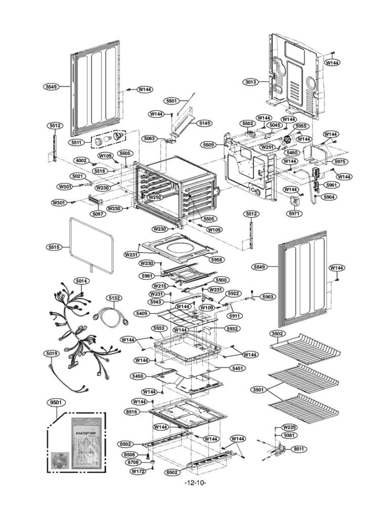 Lower Cavity Parts Diagram and Parts List for LDG3015ST 00 LG Range