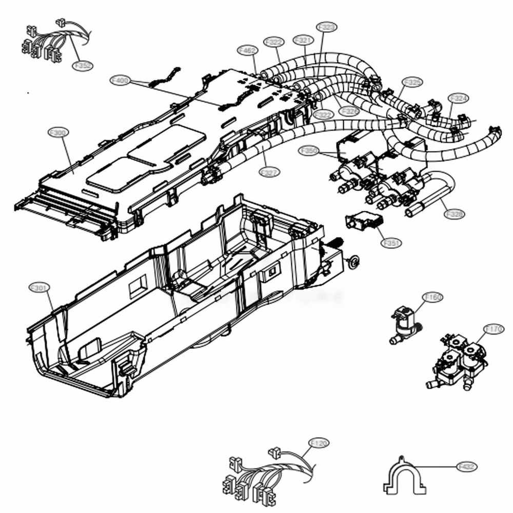 Dispenser Assembly Diagram and Parts List for WM4500HBA ABLEEUS LG Washer