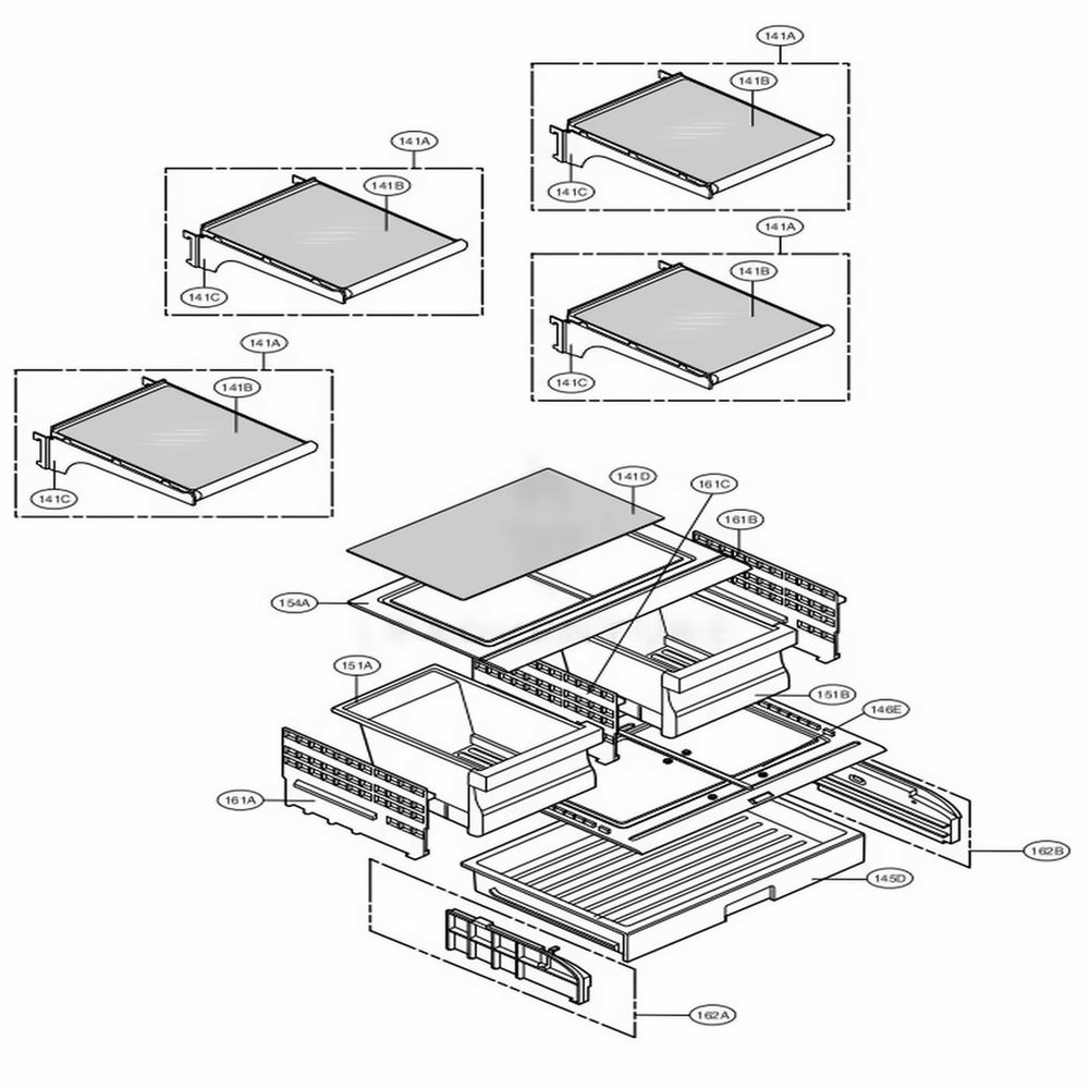 Refrigerator Parts Diagram and Parts List for 71606 ATICSE0 LG Refrigerator