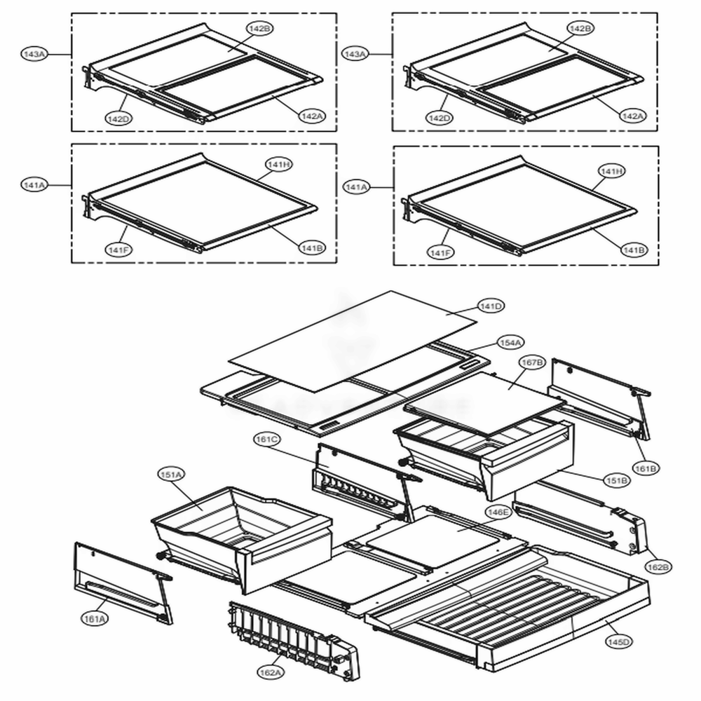 Refrigerator Parts Diagram and Parts List for 73165 ANSCSE0 LG Refrigerator