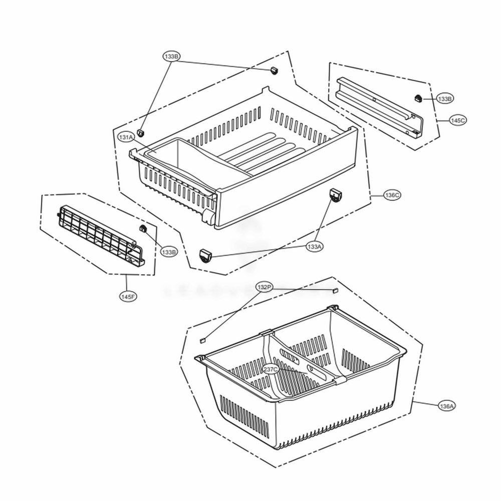 Freezer Parts Diagram and Parts List for LFCS28768S ASTCNA3 LG Refrigerator
