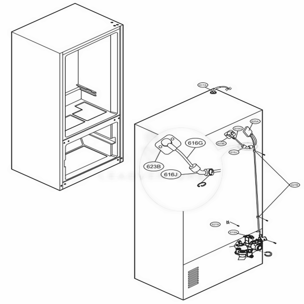 Valve And Water Tube Parts Diagram and Parts List for LFX25974ST ASTCNA7 LG Refrigerator