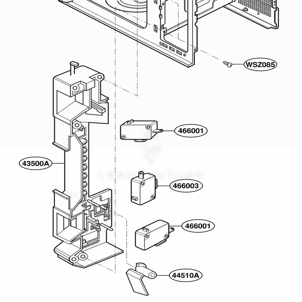 Latch Board Parts Diagram and Parts List for MA1112W CMWEGSE LG Wall Oven