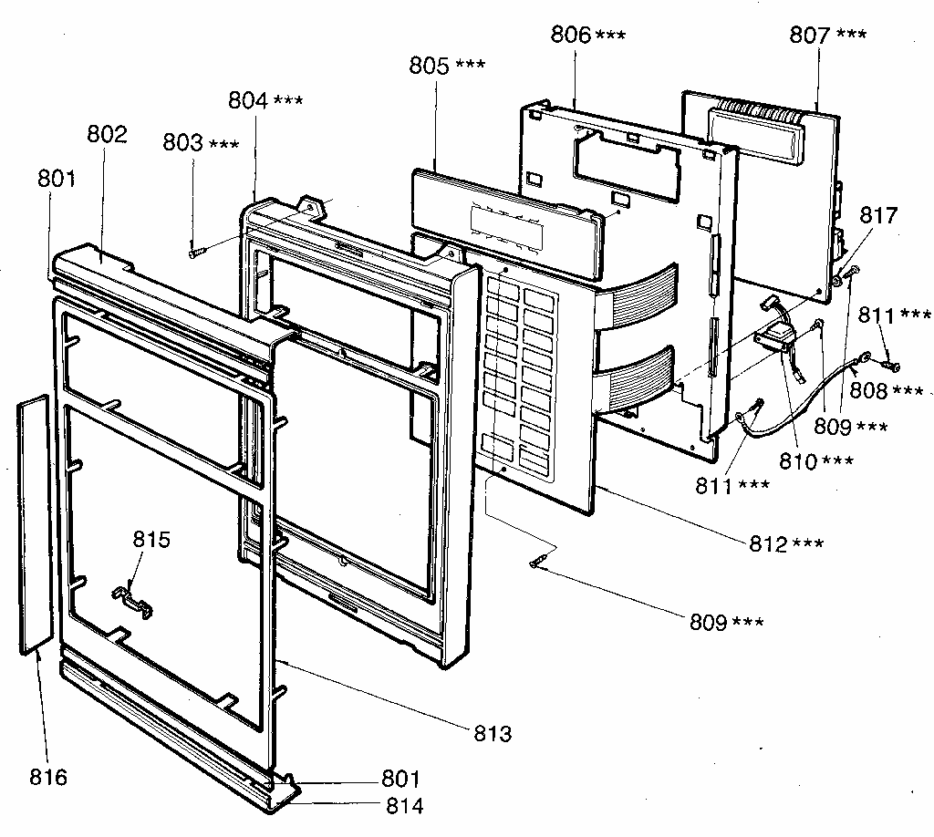 Control Panel Diagram and Parts List for 7218965380  Kenmore Microwave