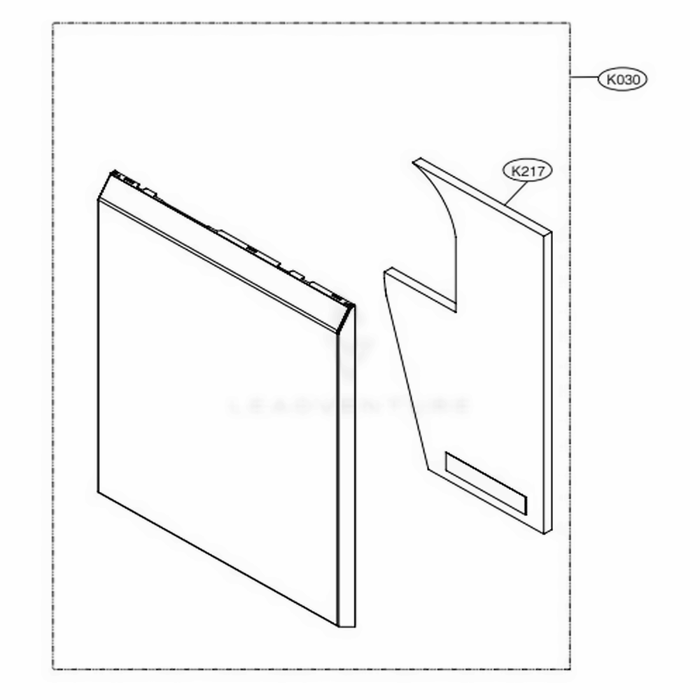 Front Cover Assembly Diagram and Parts List for LDP6809BD ABDESNA LG Dishwasher