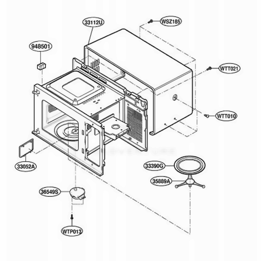 Oven Cavity Parts Diagram and Parts List for MA7511W CW1ETAR LG Wall Oven