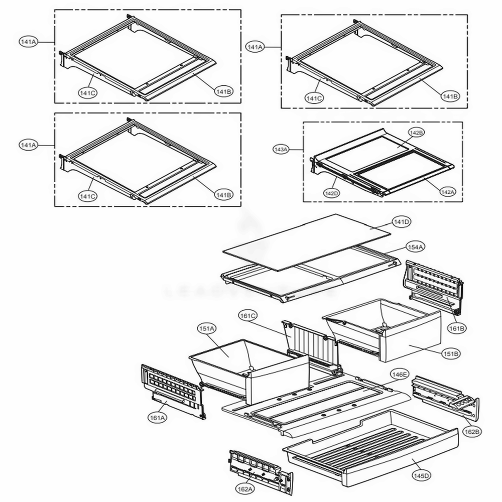 Refrigerator Parts Diagram and Parts List for 73063 ASTCSE0 LG Refrigerator