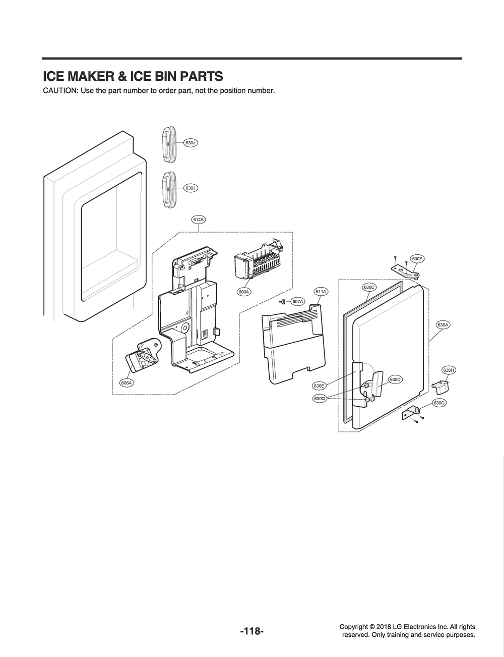 Ice Maker And Ice Bin Parts Diagram and Parts List for GR-X248LSJM ASTCNA1 LG Refrigerator