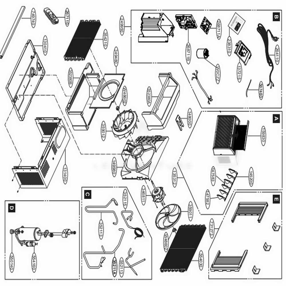 Main Diagram and Parts List for LW6017R AT1AUSB LG Air Conditioner