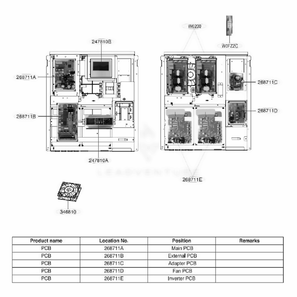 Main 4 Diagram and Parts List for ACAH020VDTB AAAAAAU LG Air Conditioner