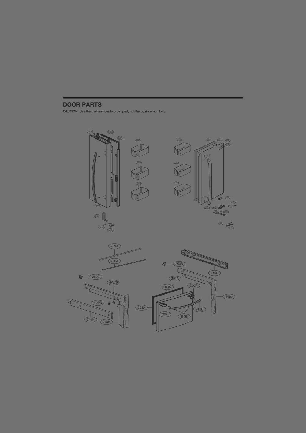 Door Parts Diagram and Parts List for GR-B238NSNM ASTCNA0 LG Refrigerator