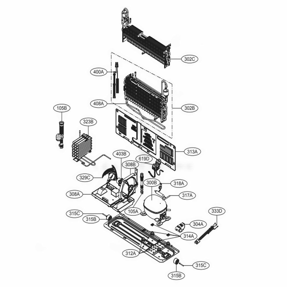 Cycle Part Diagram and Parts List for URETC1408N AGRCNA0 LG Refrigerator