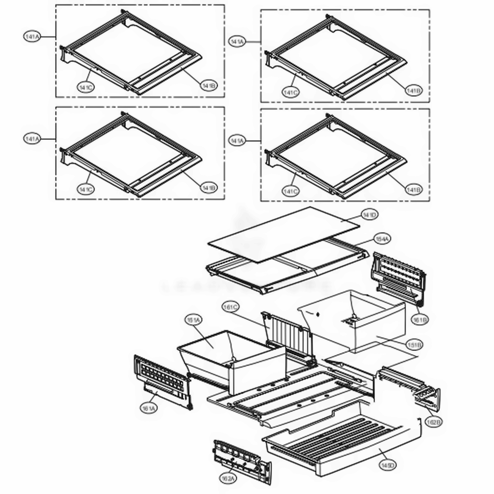 Refrigerator Parts Diagram and Parts List for 71052 ASWCSE4 LG Refrigerator