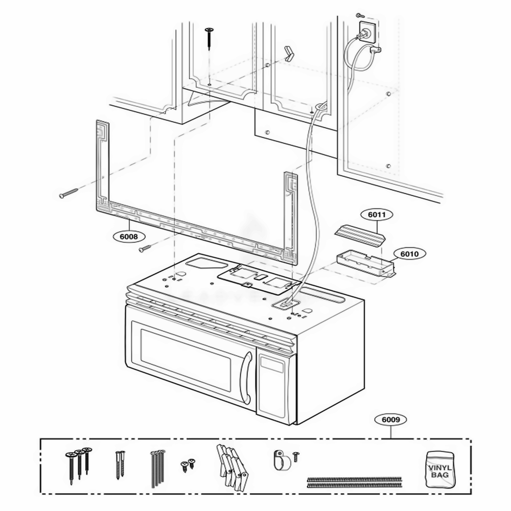 Installation Parts Diagram and Parts List for MMV5207AAQ ABSEMTG LG Range