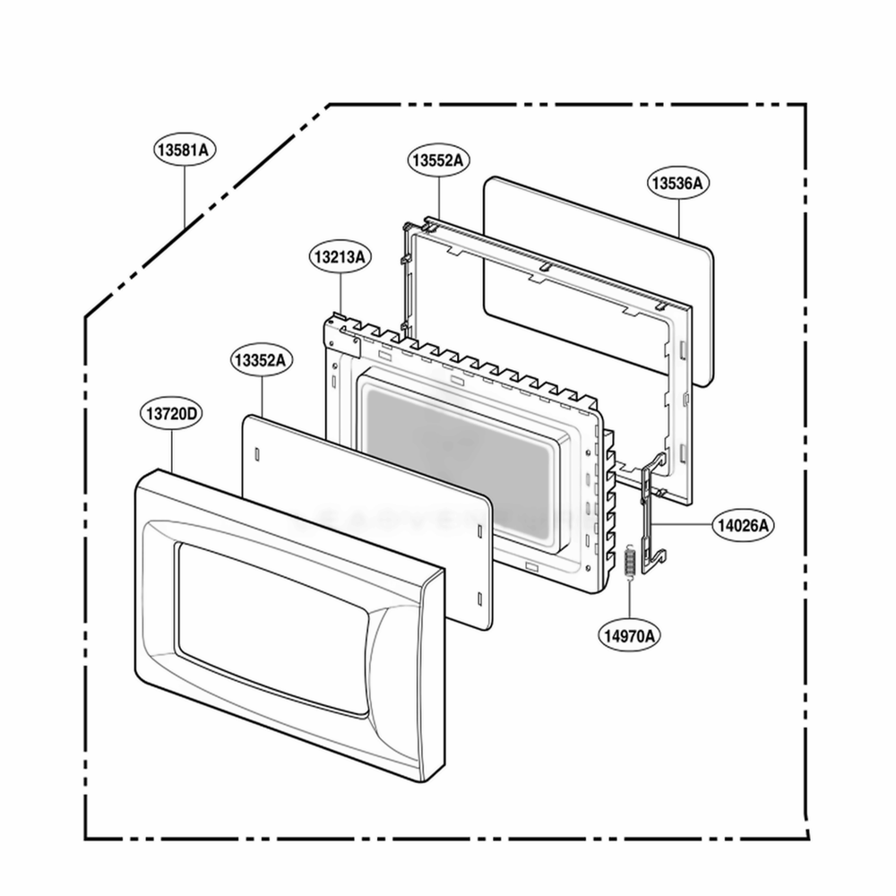 Door Parts Diagram and Parts List for MAK7553W01 CW1EGSE LG Range