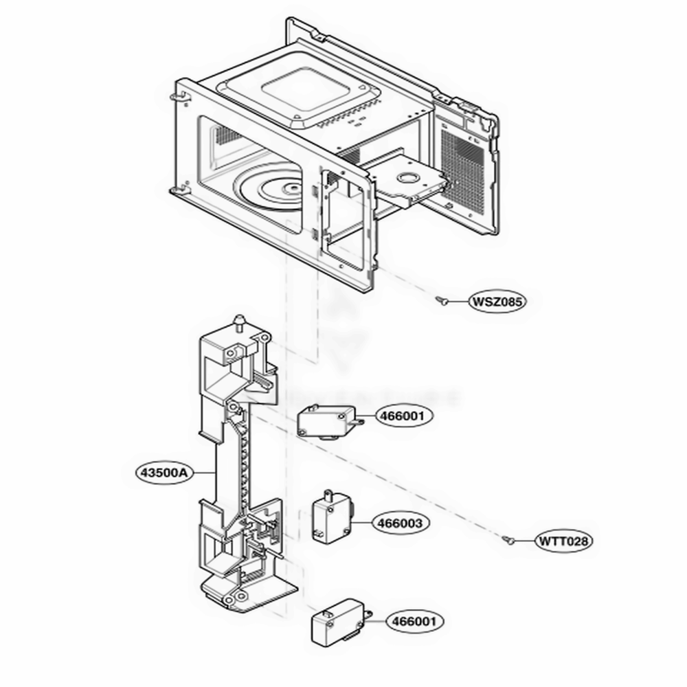 Latch Board Parts Diagram and Parts List for JES638BH CBKEGEU LG Range