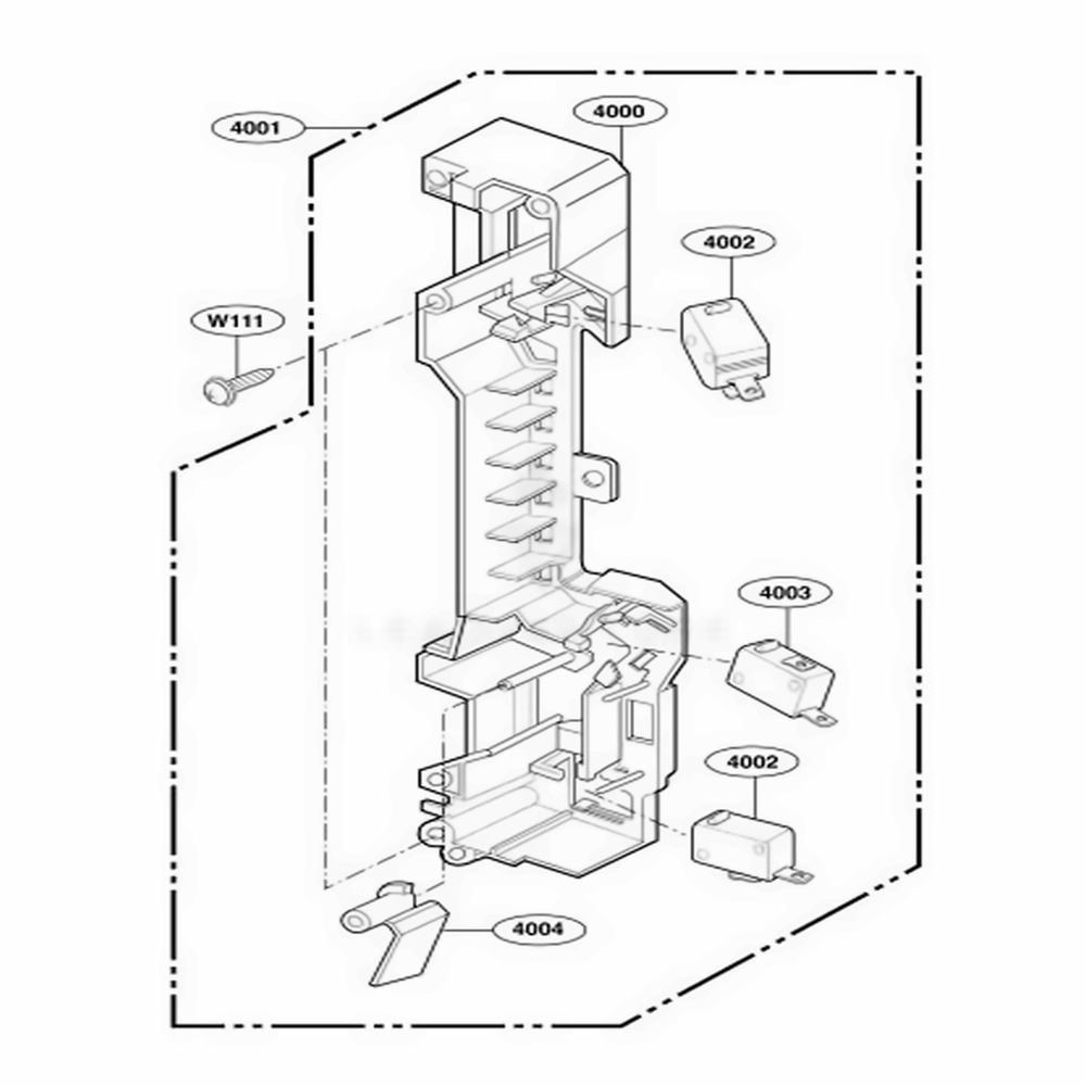 Latch Board Parts Diagram and Parts List for 85143 ASTESEC LG Microwave